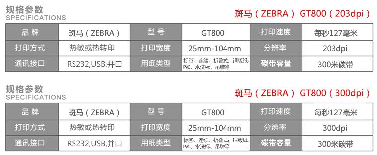 條碼打印機主要參數